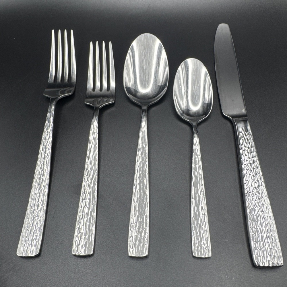 Mikasa Oliver Flatware Forks Spoons Knives Dinner Salad Lot Stainless Hammered